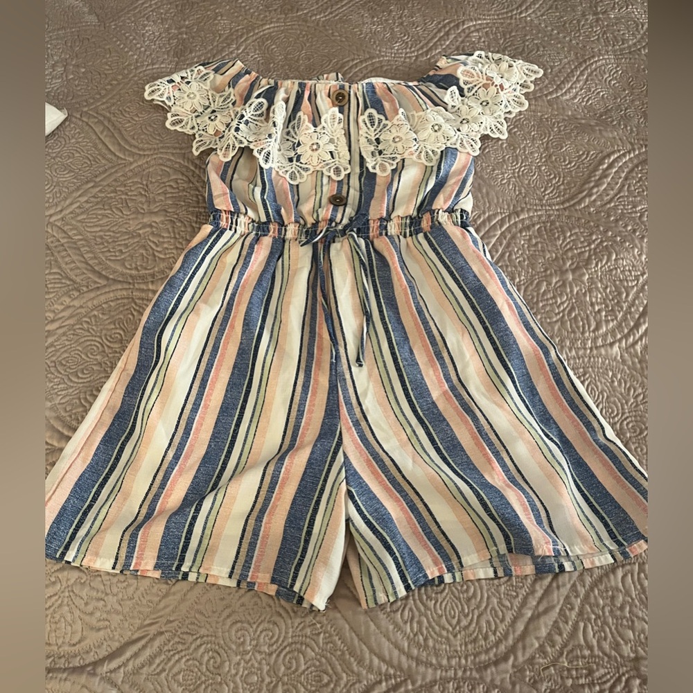 Amy Byer Blue and Pink Patterned Romper